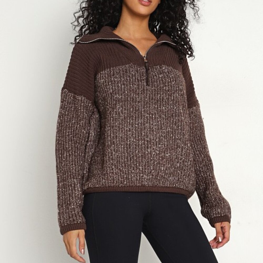 Varley Sweater Women's XS Willard Half Zip Coffee Bean Pullover Wool Blend - Picture 10 of 10
